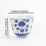 Shouzang kiln blue and white four seasons flower pattern master cup single cup Jingdezhen Chinese tea cup pure hand-painted sample tea cup