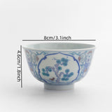 Four tone too blue and white bucket color window pine bamboo plum master cup single cup Jingdezhen vintage hand-painted tea set tea cup