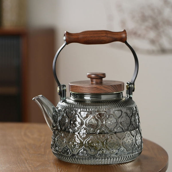 Walnut electric pottery stove household small tea maker glass kettle steaming teapot kung fu tea set