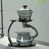 Smoke grey glass tea set Home magnetic office brewing teapot Lazy tea maker Kung Fu teapot
