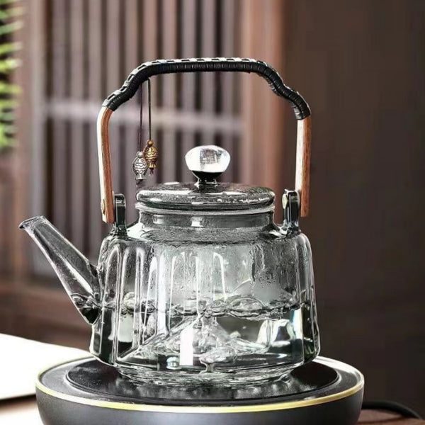 Walnut electric pottery stove household small tea maker glass kettle steaming teapot kung fu tea set