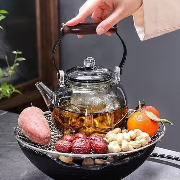 High borosilicate glass teapot Star bead lifting beam around the stove tea maker kung fu tea set set cooking one teapot