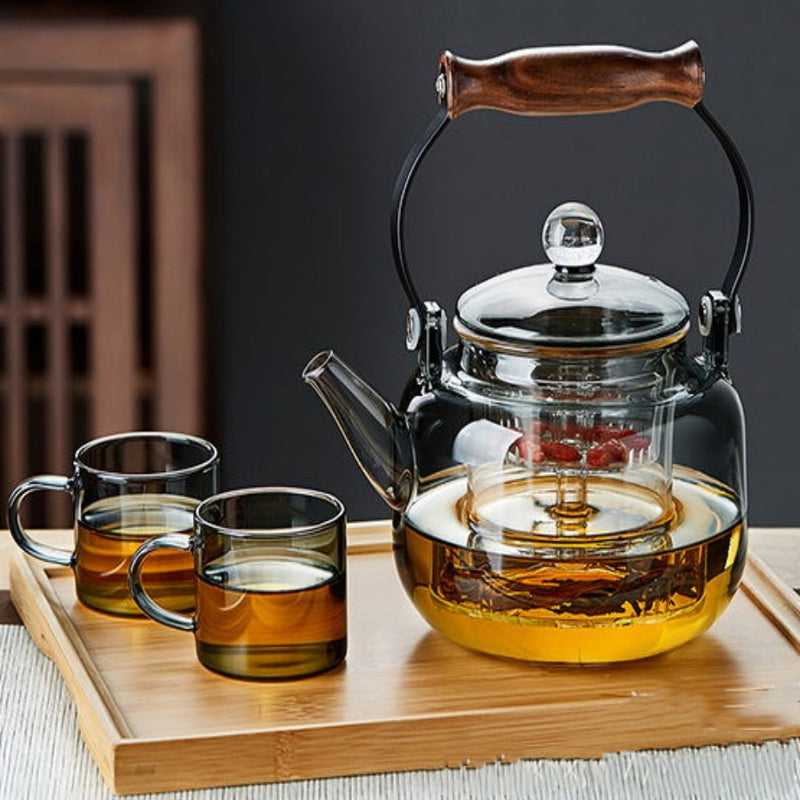 Walnut electric pottery stove household small tea maker glass kettle steaming teapot kung fu tea set