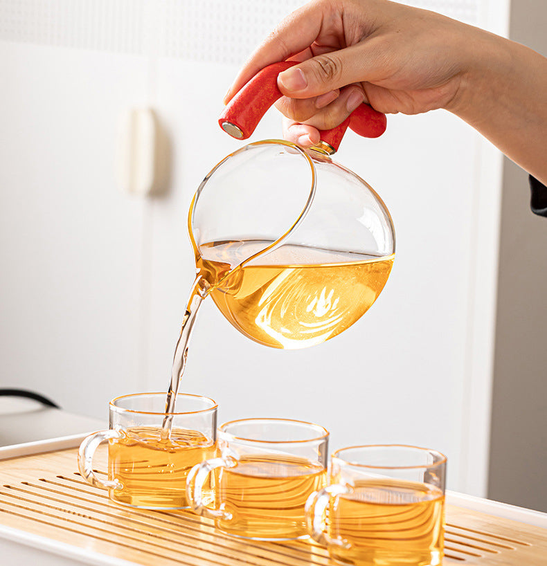 Lucky Ruyi Automatic Magnetic Lazy Kung Fu Glass Teapot Set