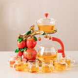 Lucky Ruyi Automatic Magnetic Lazy Kung Fu Glass Teapot Set