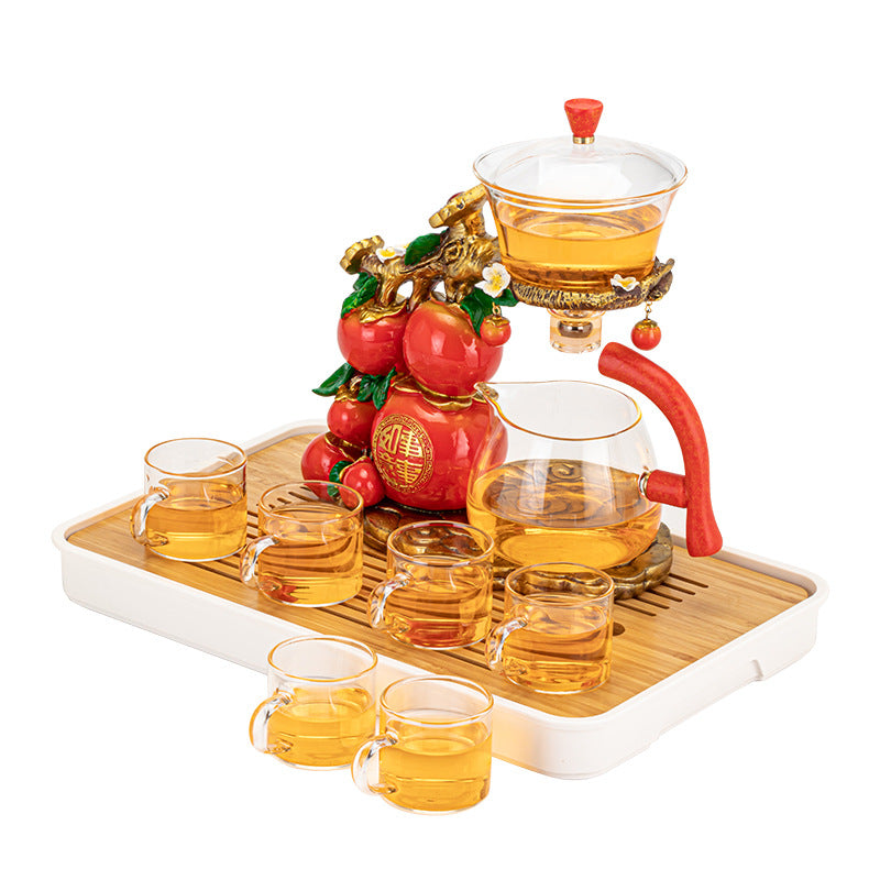 Lucky Ruyi Automatic Magnetic Lazy Kung Fu Glass Teapot Set
