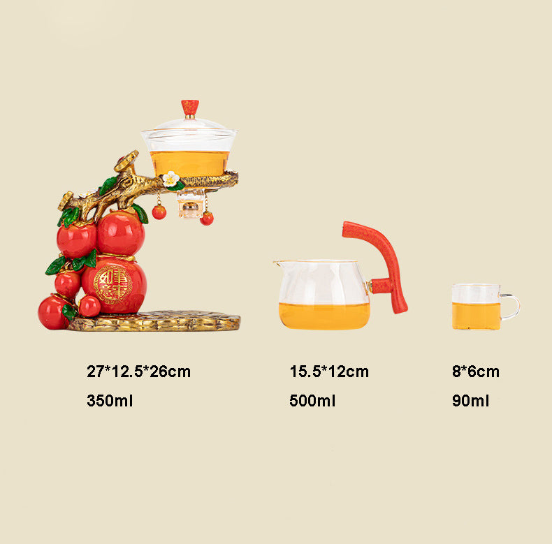 Lucky Ruyi Automatic Magnetic Lazy Kung Fu Glass Teapot Set