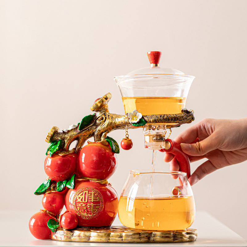 Lucky Ruyi Automatic Magnetic Lazy Kung Fu Glass Teapot Set