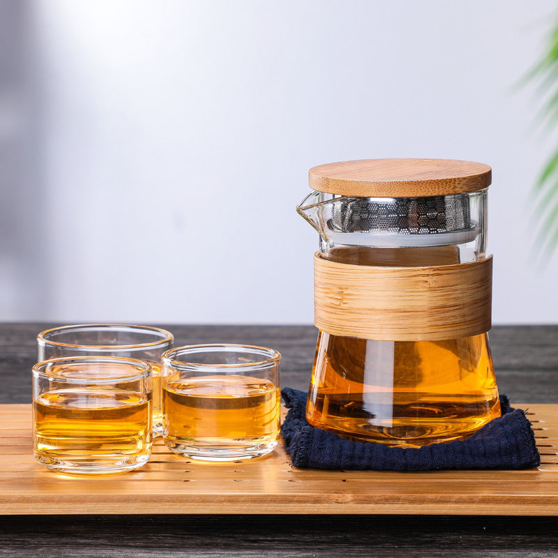 RORA Glass Travel Tea Pot Set
