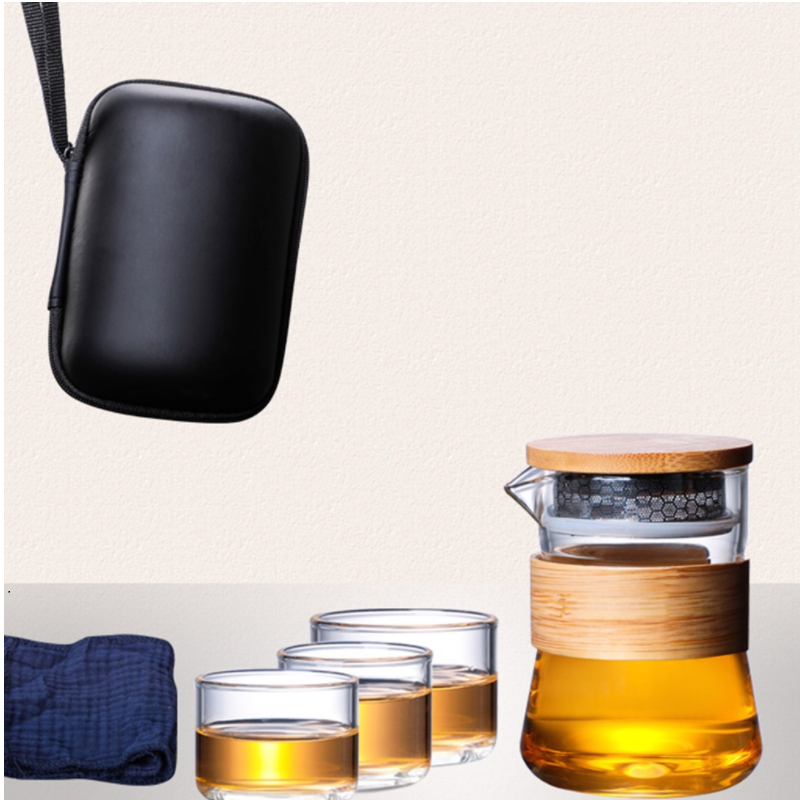 RORA Glass Travel Tea Pot Set