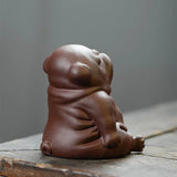 RORA Handcrafted Purple Clay Zisha Meditative Dog Tea Pet