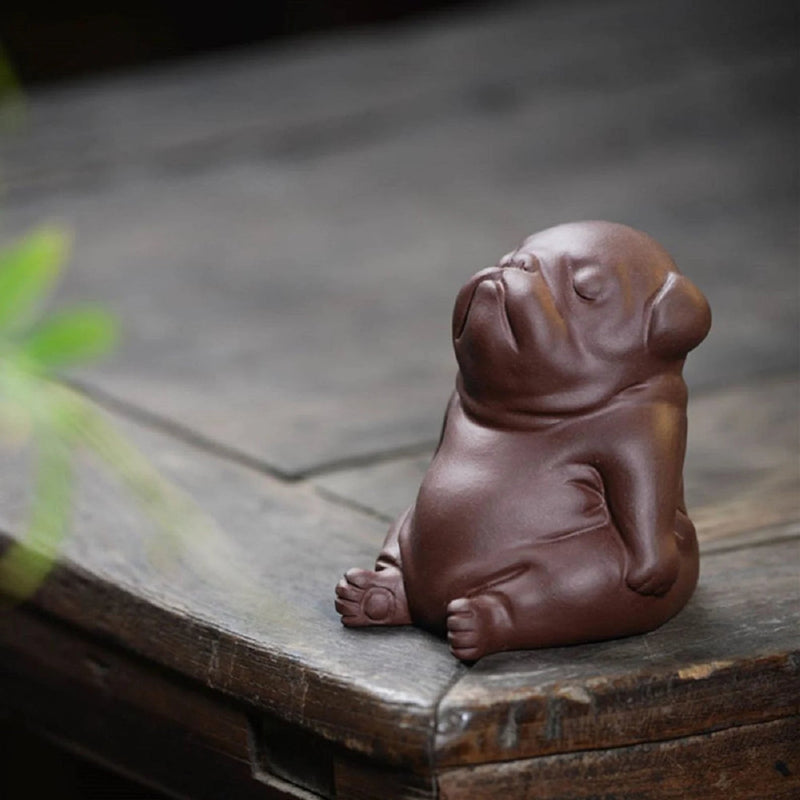 RORA Handcrafted Purple Clay Zisha Meditative Dog Tea Pet