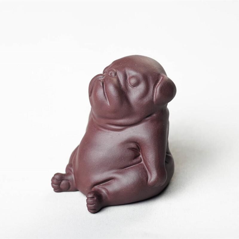 RORA Handcrafted Purple Clay Zisha Meditative Dog Tea Pet
