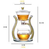 RORA Lazy Kungfu Glass Tea Set Magnetic Glass Teapot set